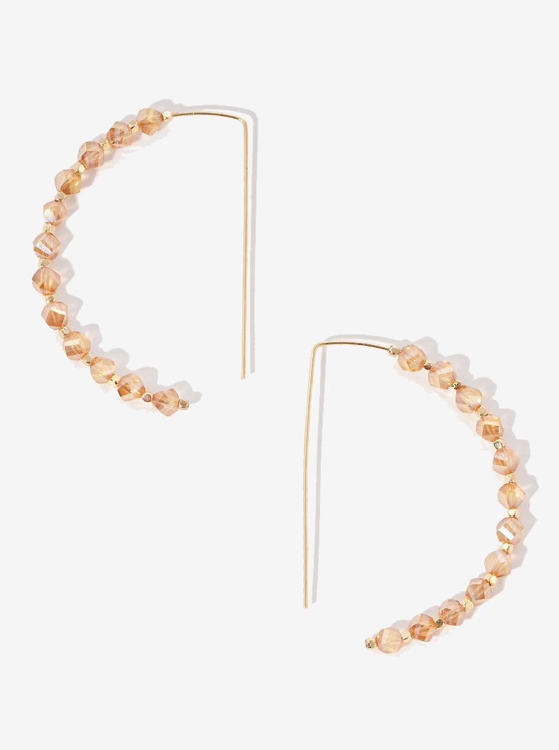 25mm Faceted Glass Beaded Wire Threader Earrings