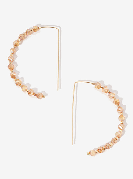 25mm Faceted Glass Beaded Wire Threader Earrings