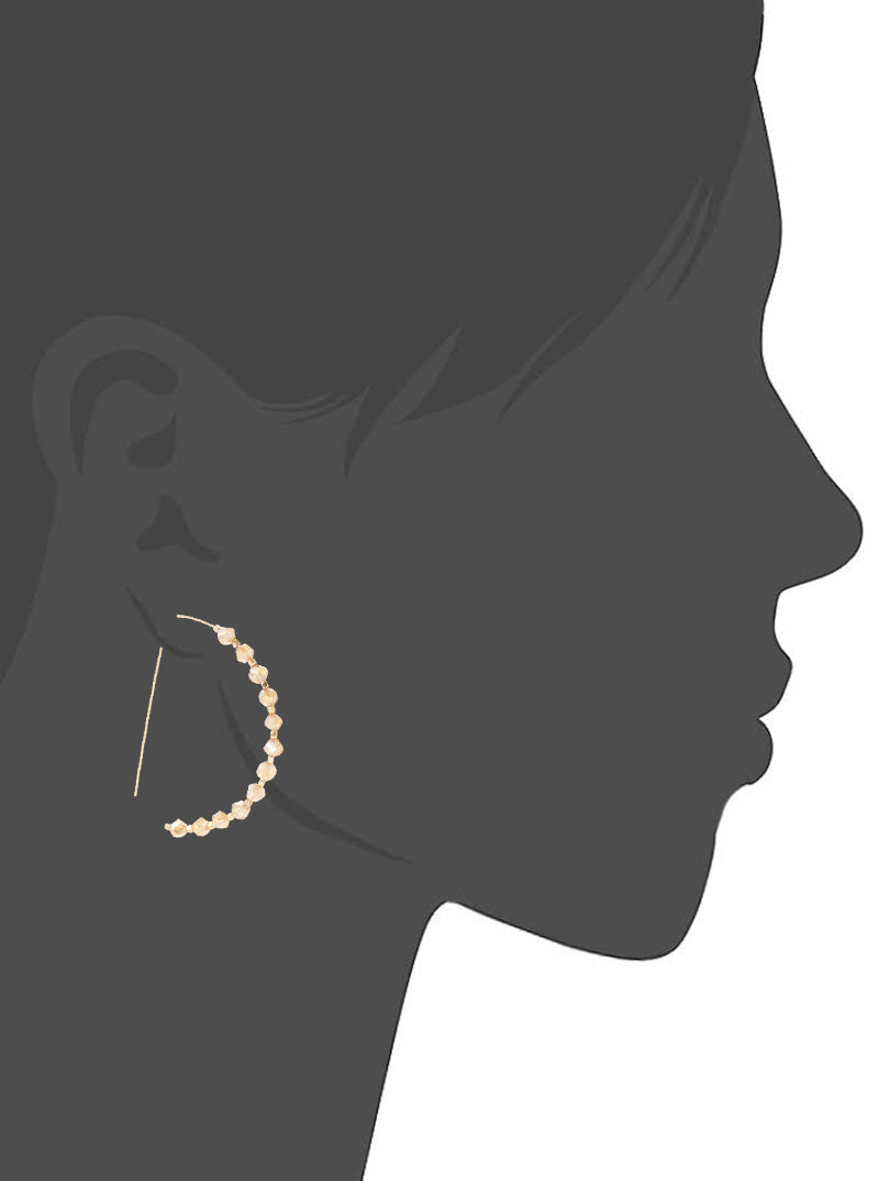 25mm Faceted Glass Beaded Wire Threader Earrings