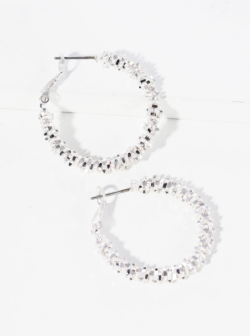 25mm Metallic Bead Hoop Earrings
