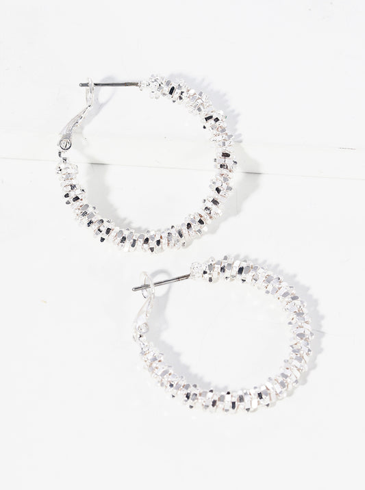 25mm Metallic Bead Hoop Earrings