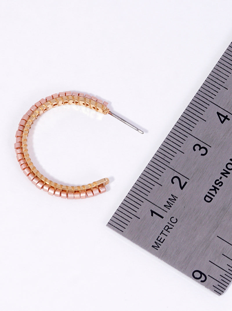 25mm Seed Bead Wire Wrapped Open Hoop Earrings