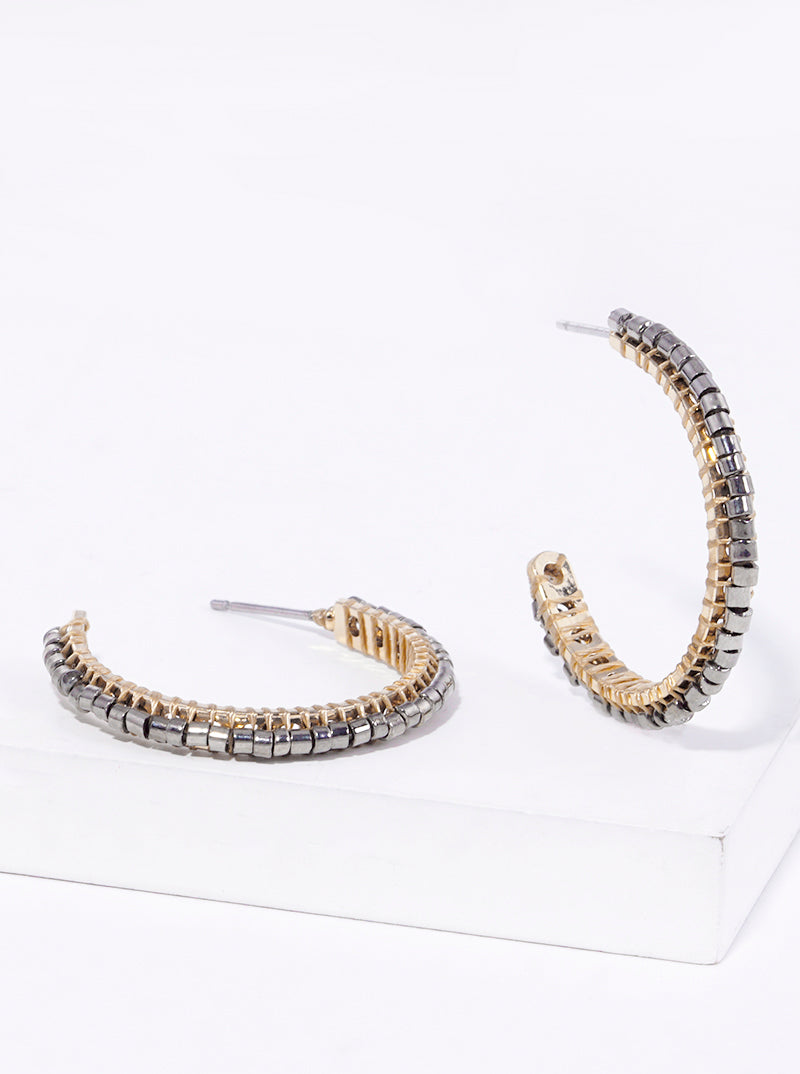 25mm Seed Bead Wire Wrapped Open Hoop Earrings