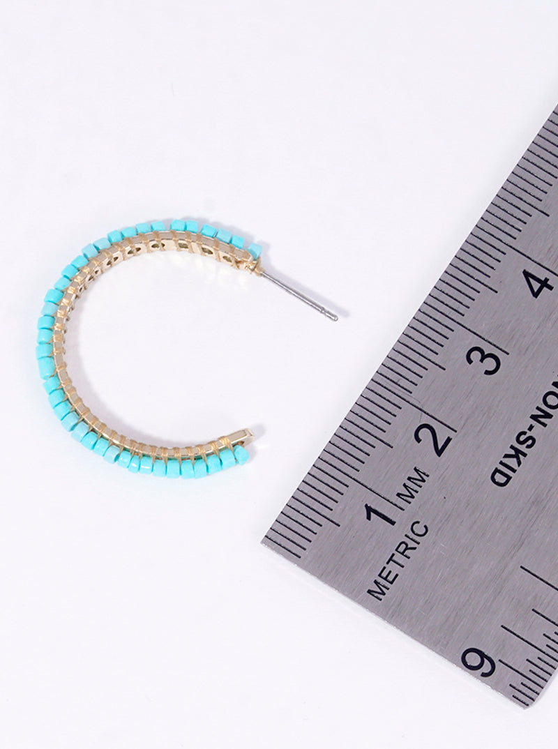25mm Seed Bead Wire Wrapped Open Hoop Earrings