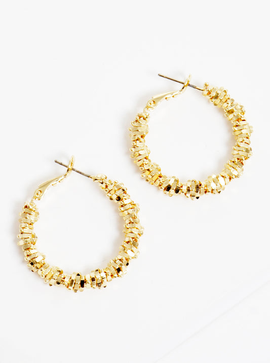 25mm Textured Brass Hoop Earrings