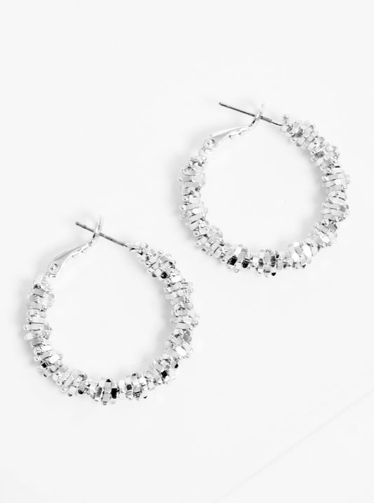 25mm Textured Brass Hoop Earrings