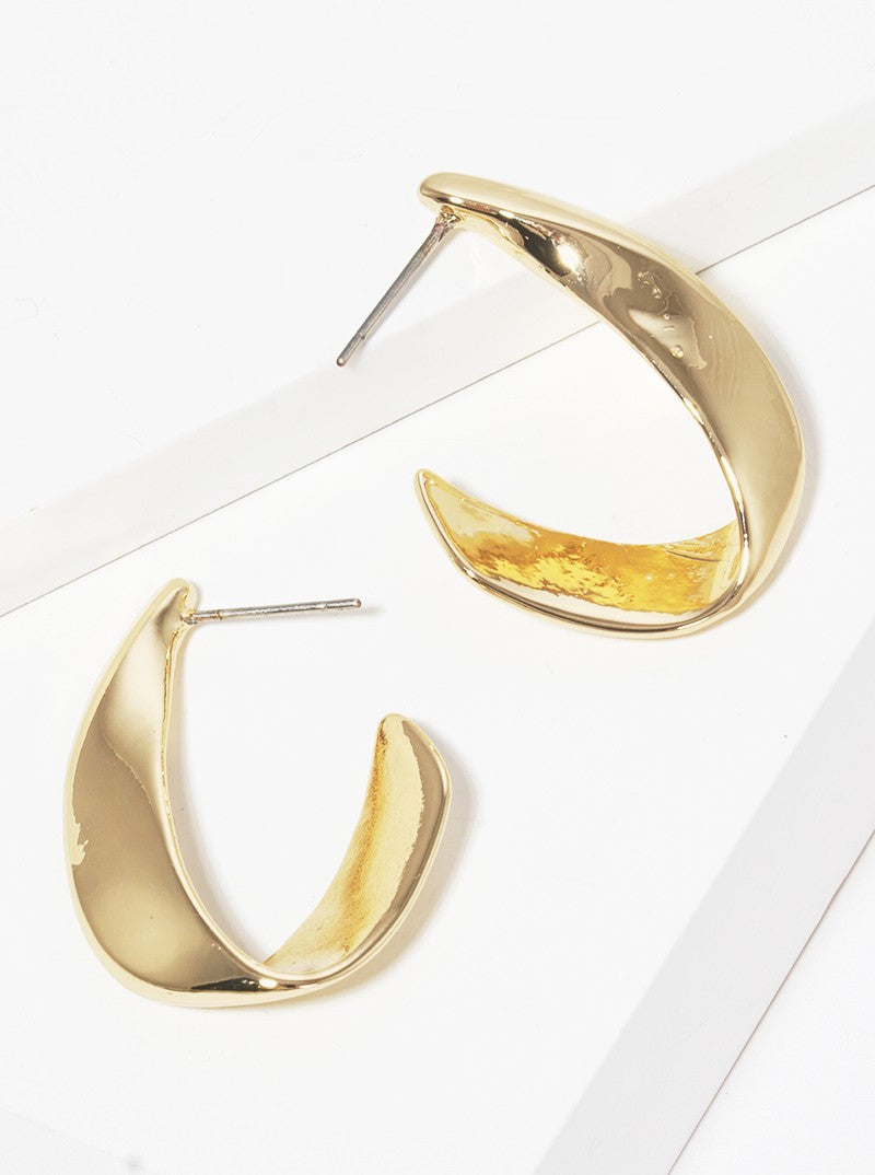 25mm Twist Oval Metal Hoop Earrings
