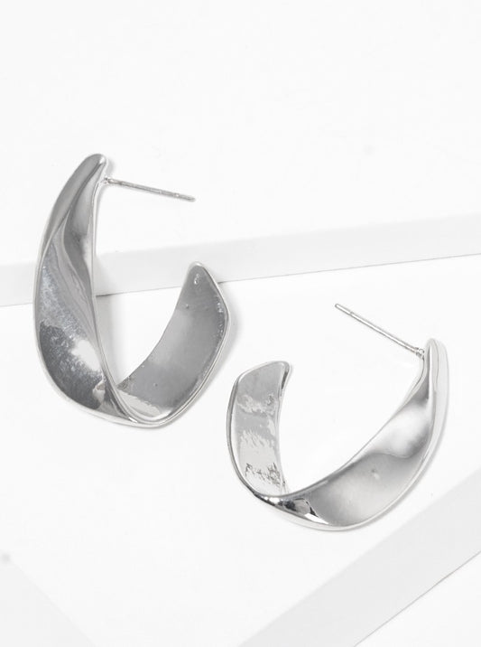 25mm Twist Oval Metal Hoop Earrings