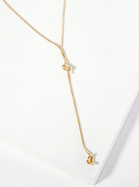 26-inch Snake Chain Y Lariat Necklace With Two Knot Accents