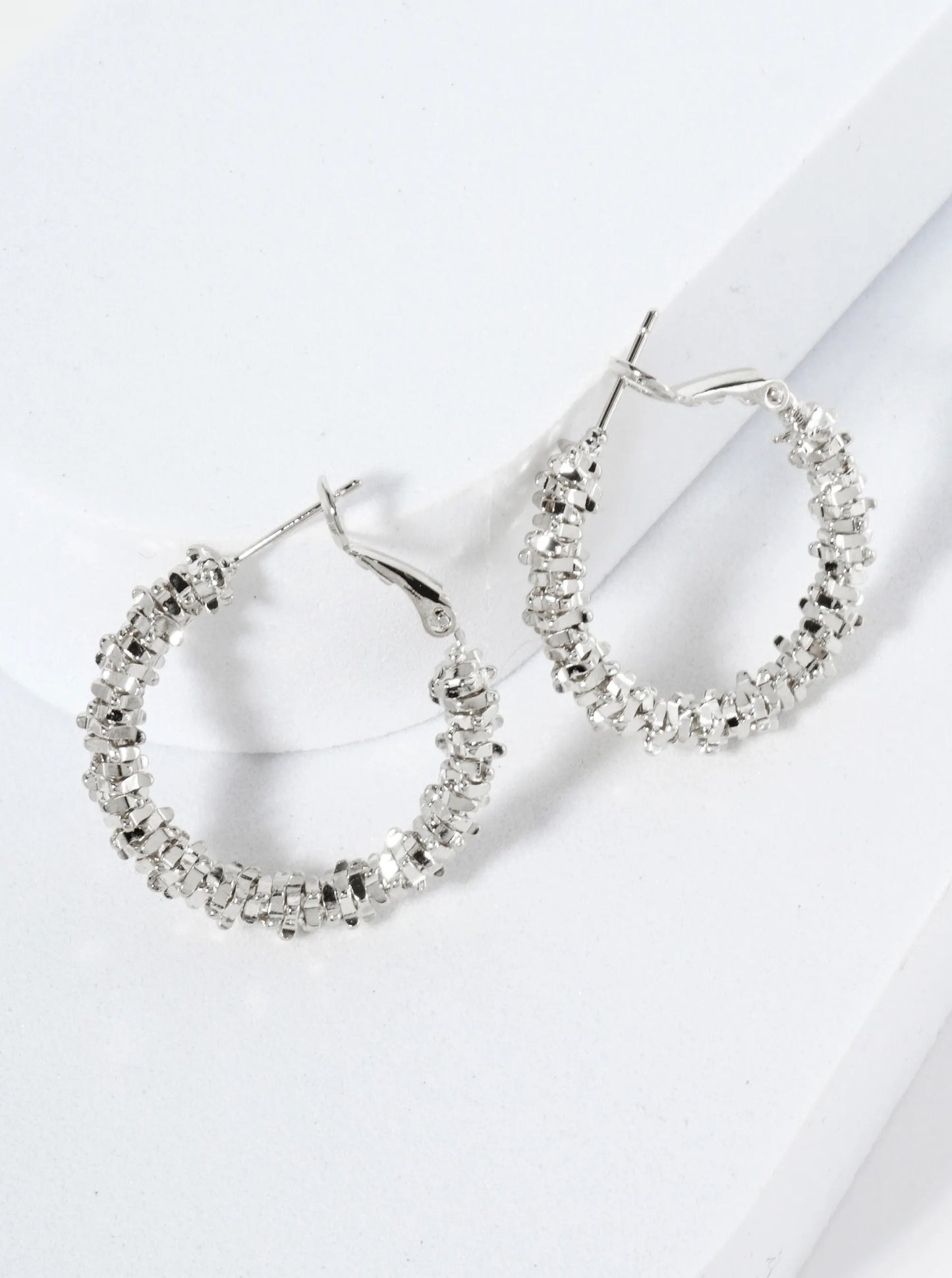27mm Textured Metallic Beaded 14K-Gold-Dipped Latch-Back Hoop Earrings