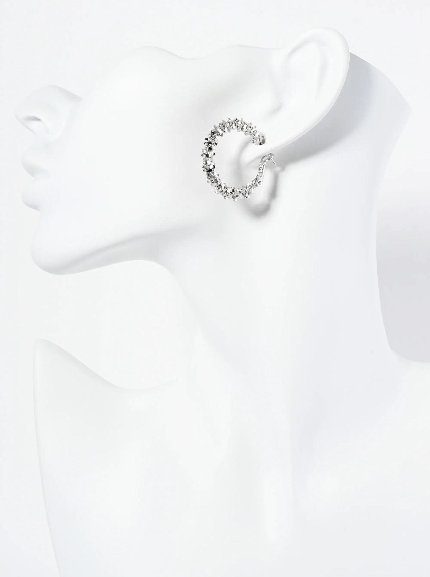 27mm Textured Metallic Beaded 14K-Gold-Dipped Latch-Back Hoop Earrings