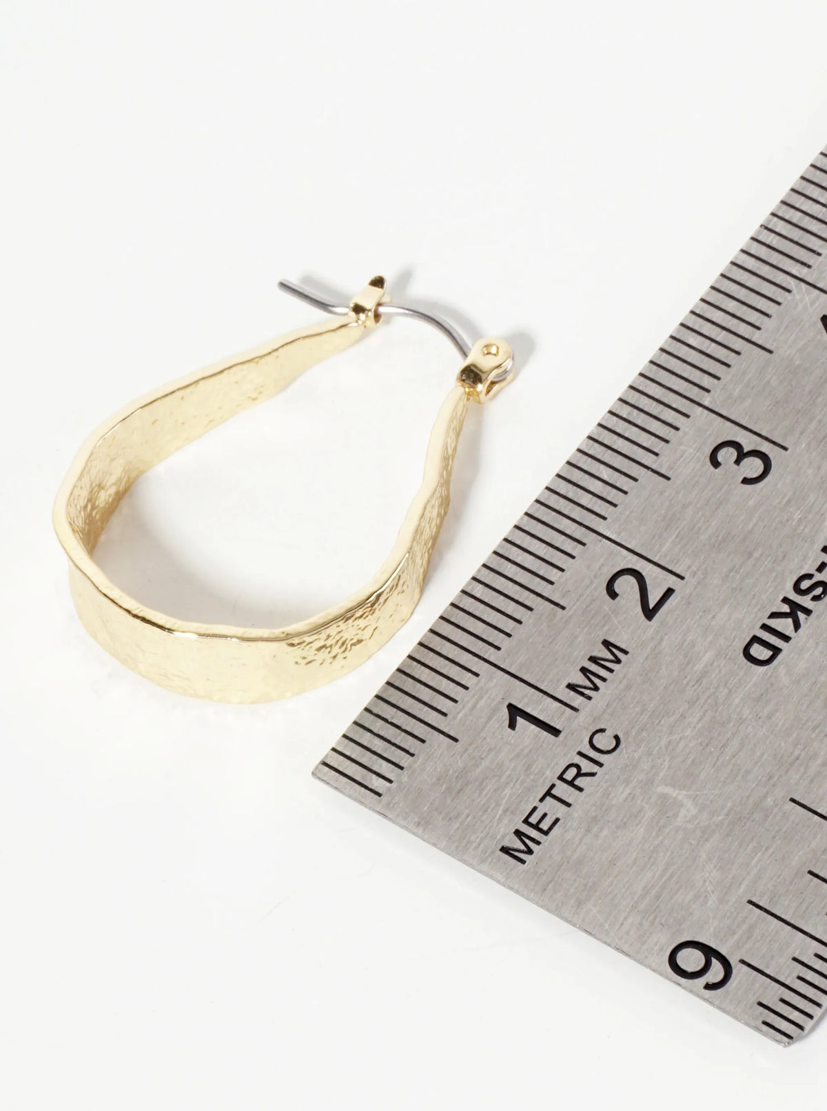 28mm 14K-Gold-Dipped Shimmer-Texture Tapered Teardrop Latch-Back Hoop Earrings