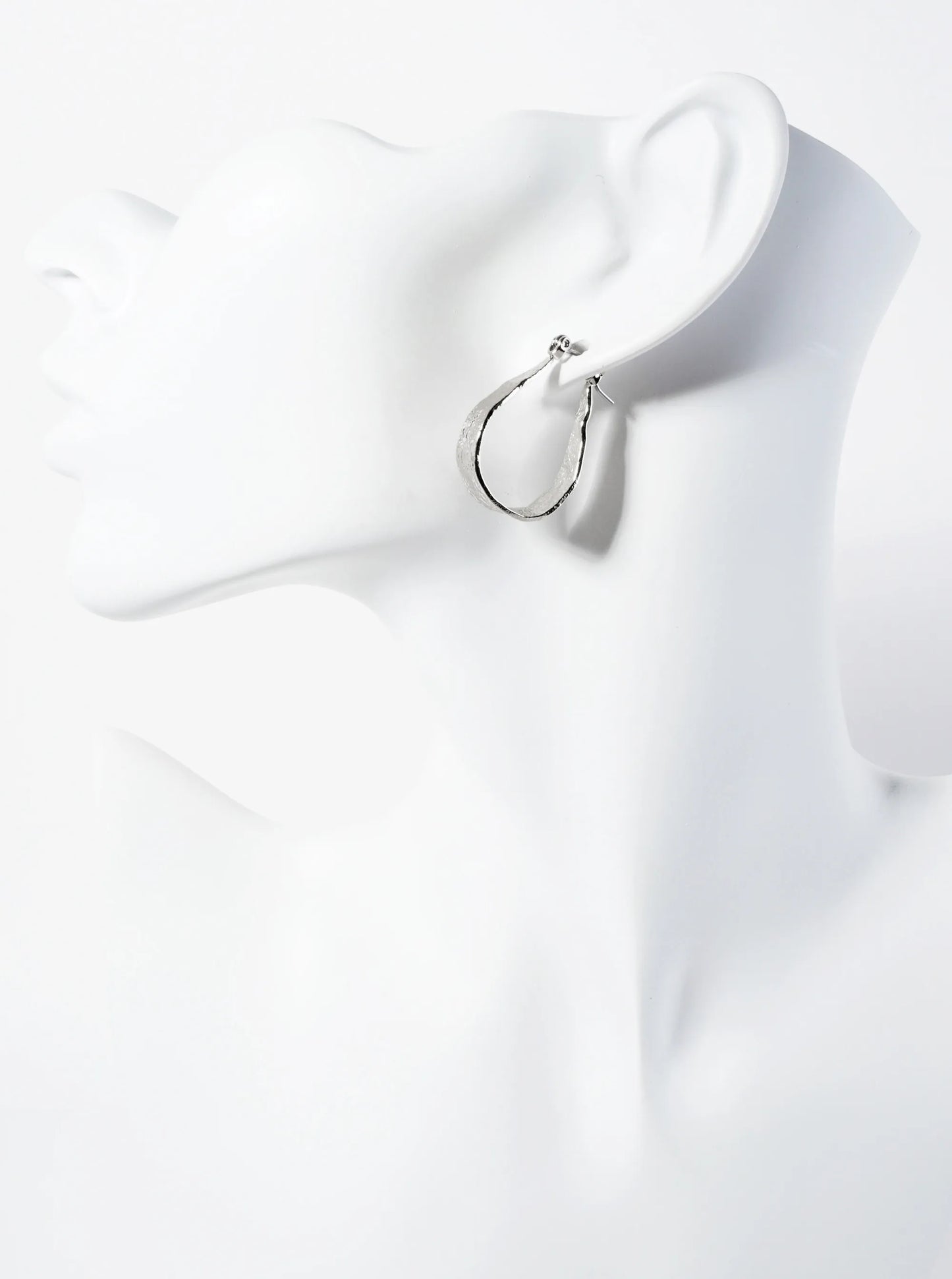 28mm 14K-Gold-Dipped Shimmer-Texture Tapered Teardrop Latch-Back Hoop Earrings