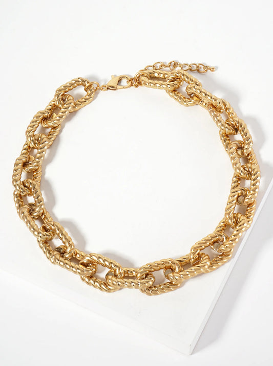 28mm Cable-Texture Hollow Oval Chain Statement Necklace