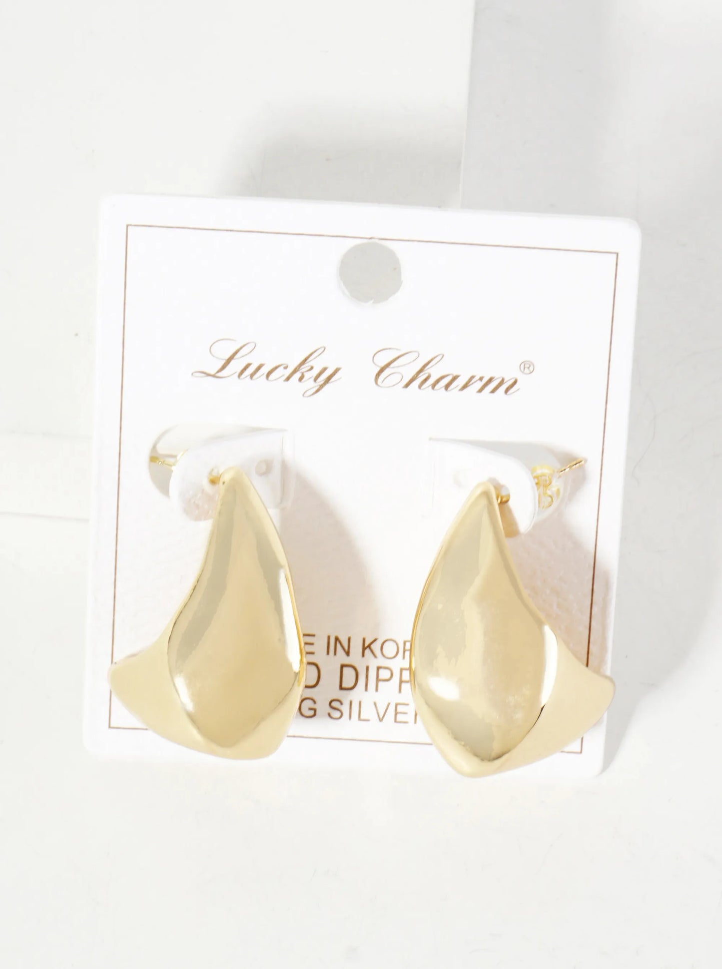 28mm Modern Hollow Teardrop Polished Brass 18K-Gold-Dipped Hoop Earrings