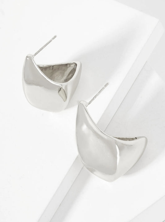 28mm Modern Hollow Teardrop Polished Brass 18K-Gold-Dipped Hoop Earrings