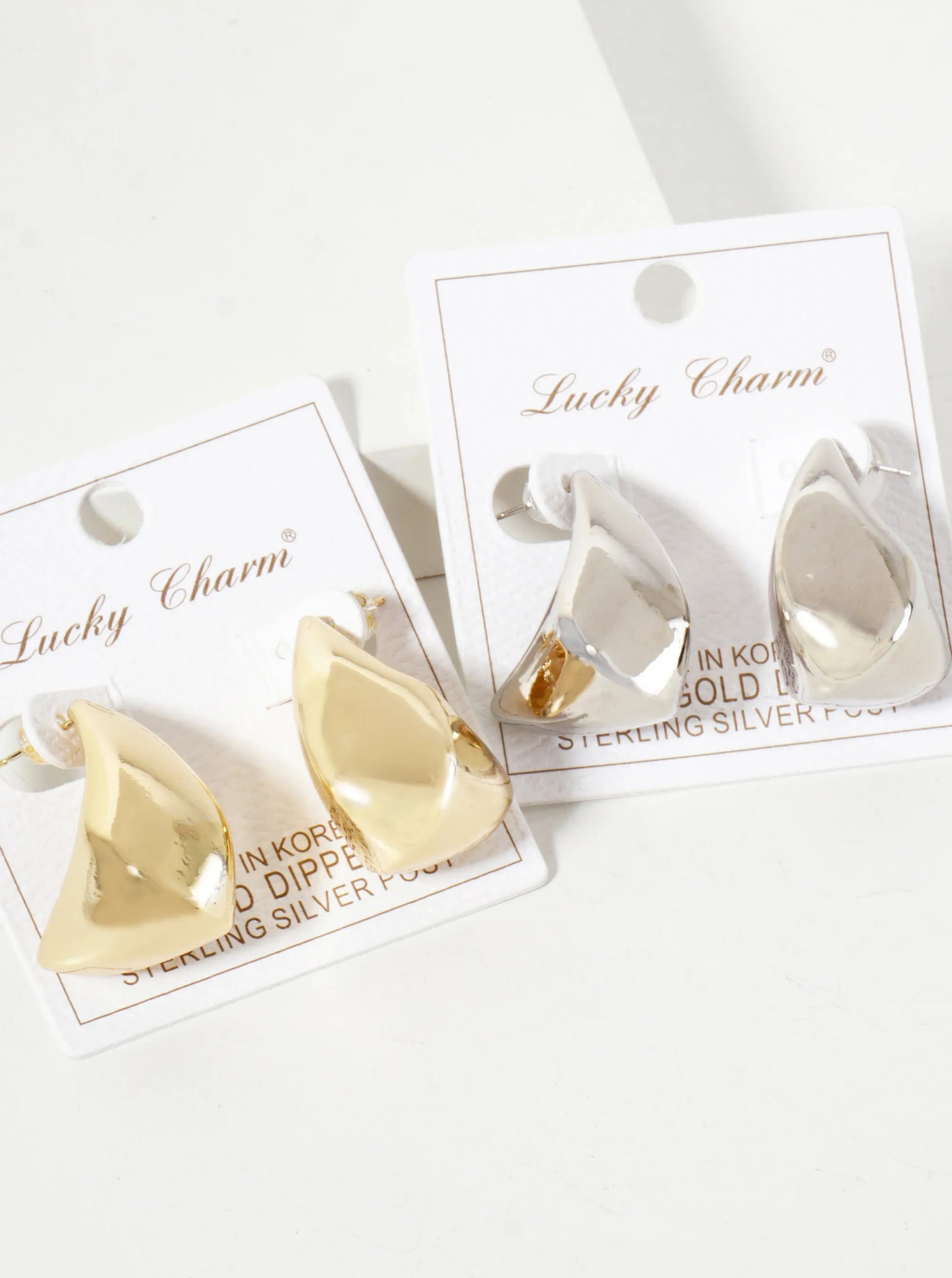28mm Modern Hollow Teardrop Polished Brass 18K-Gold-Dipped Hoop Earrings
