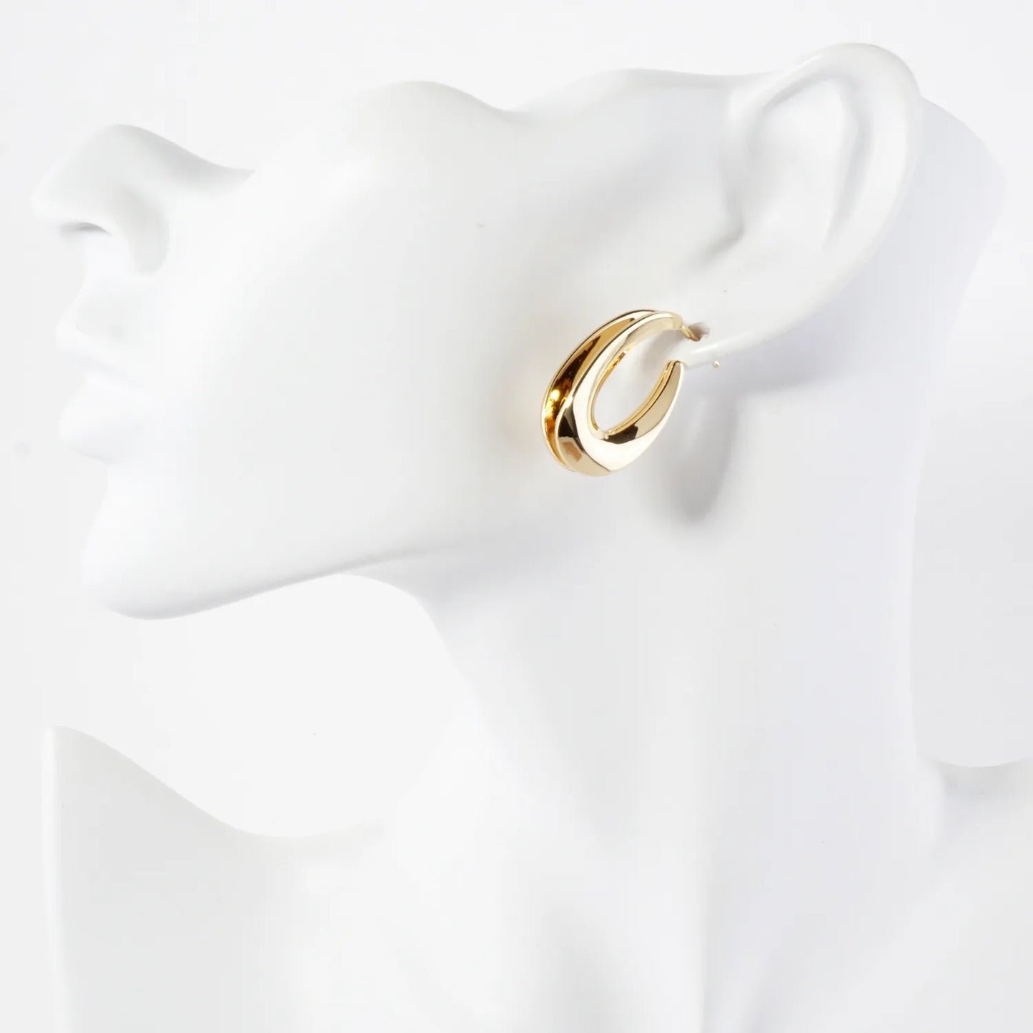28mm Polished 14K-Gold-Dipped Brass Teardrop Push-Back Hoop Earrings