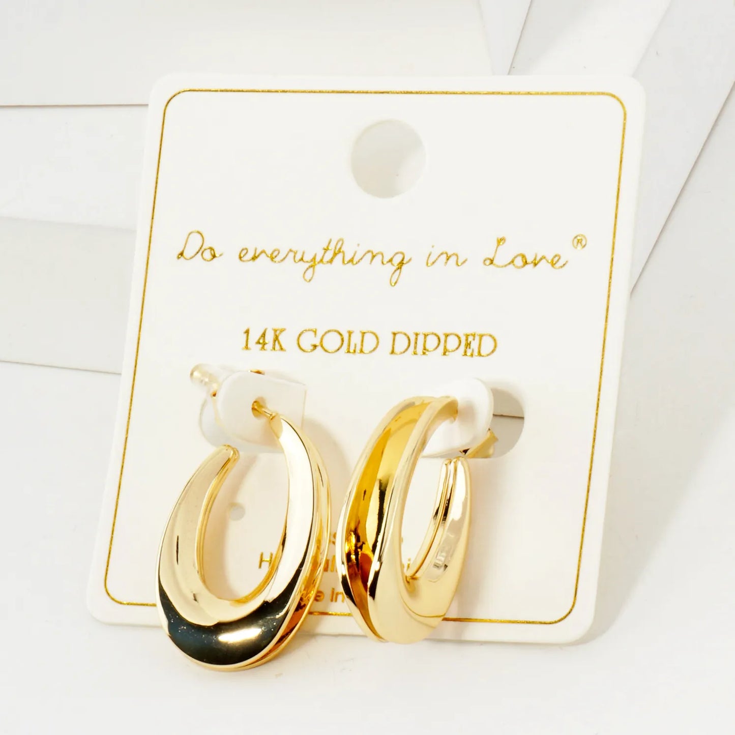 28mm Polished 14K-Gold-Dipped Brass Teardrop Push-Back Hoop Earrings