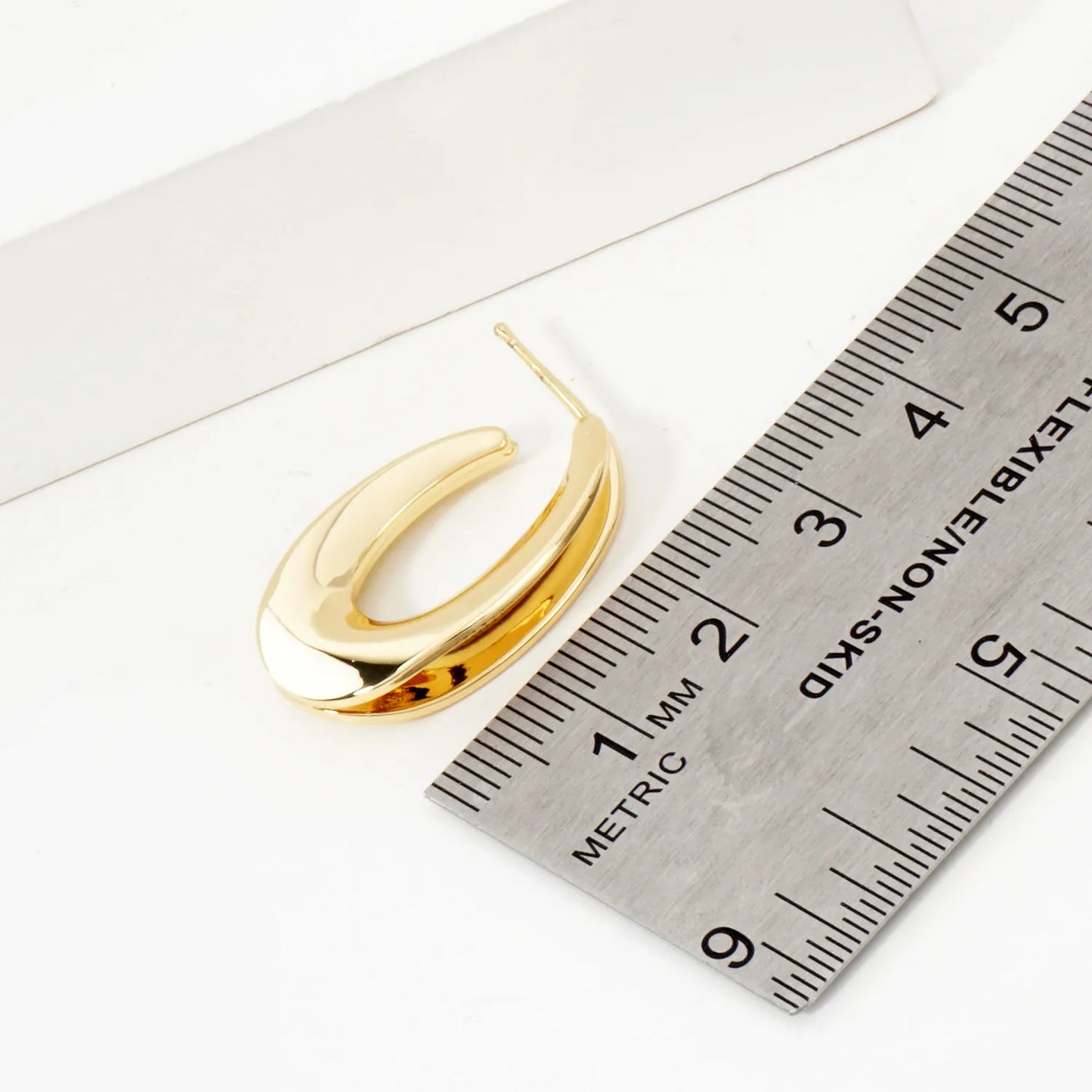 28mm Polished 14K-Gold-Dipped Brass Teardrop Push-Back Hoop Earrings
