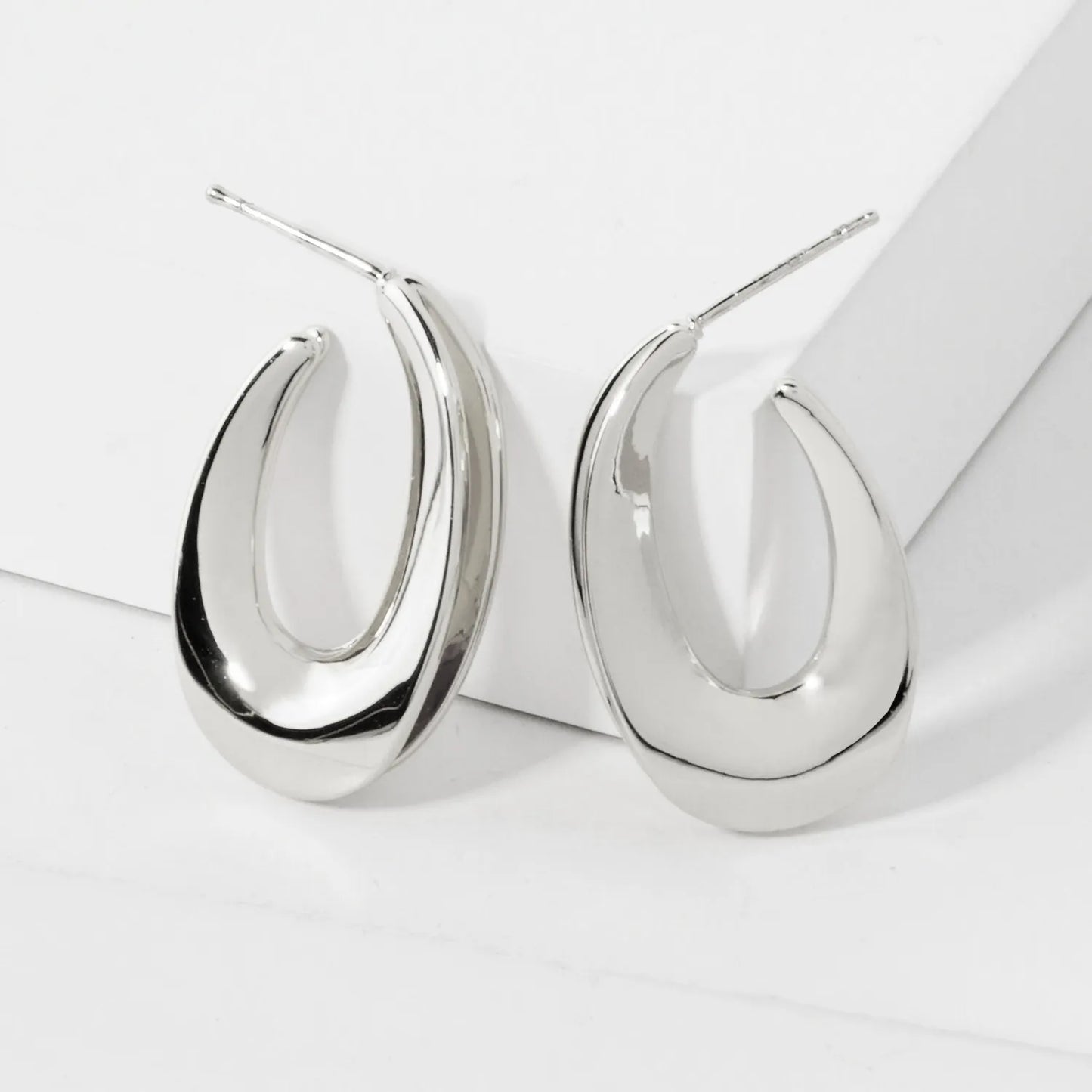 28mm Polished 14K-Gold-Dipped Brass Teardrop Push-Back Hoop Earrings