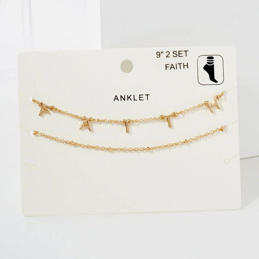 2PC-Set Faith Charm Satellite Chain Anklet