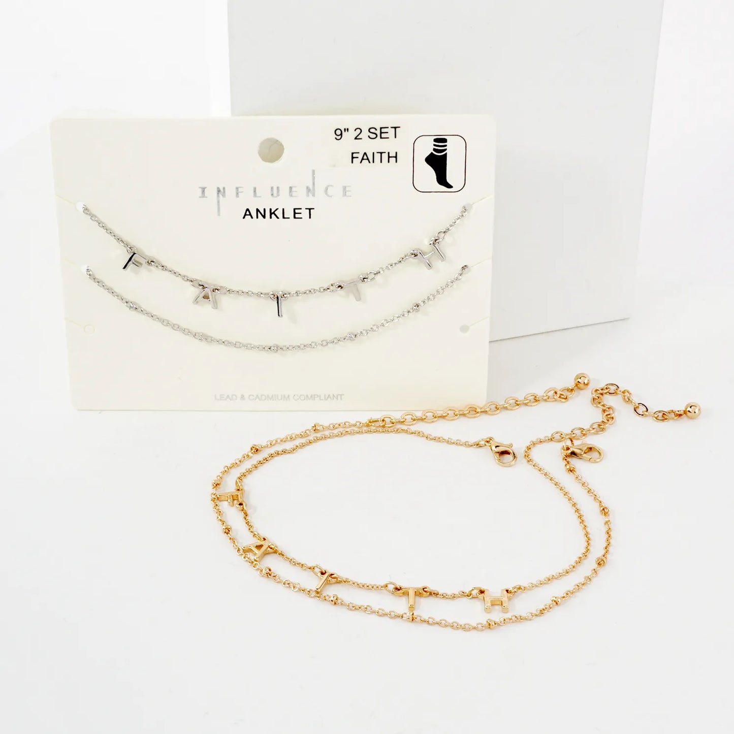 2PC-Set Faith Charm Satellite Chain Anklet