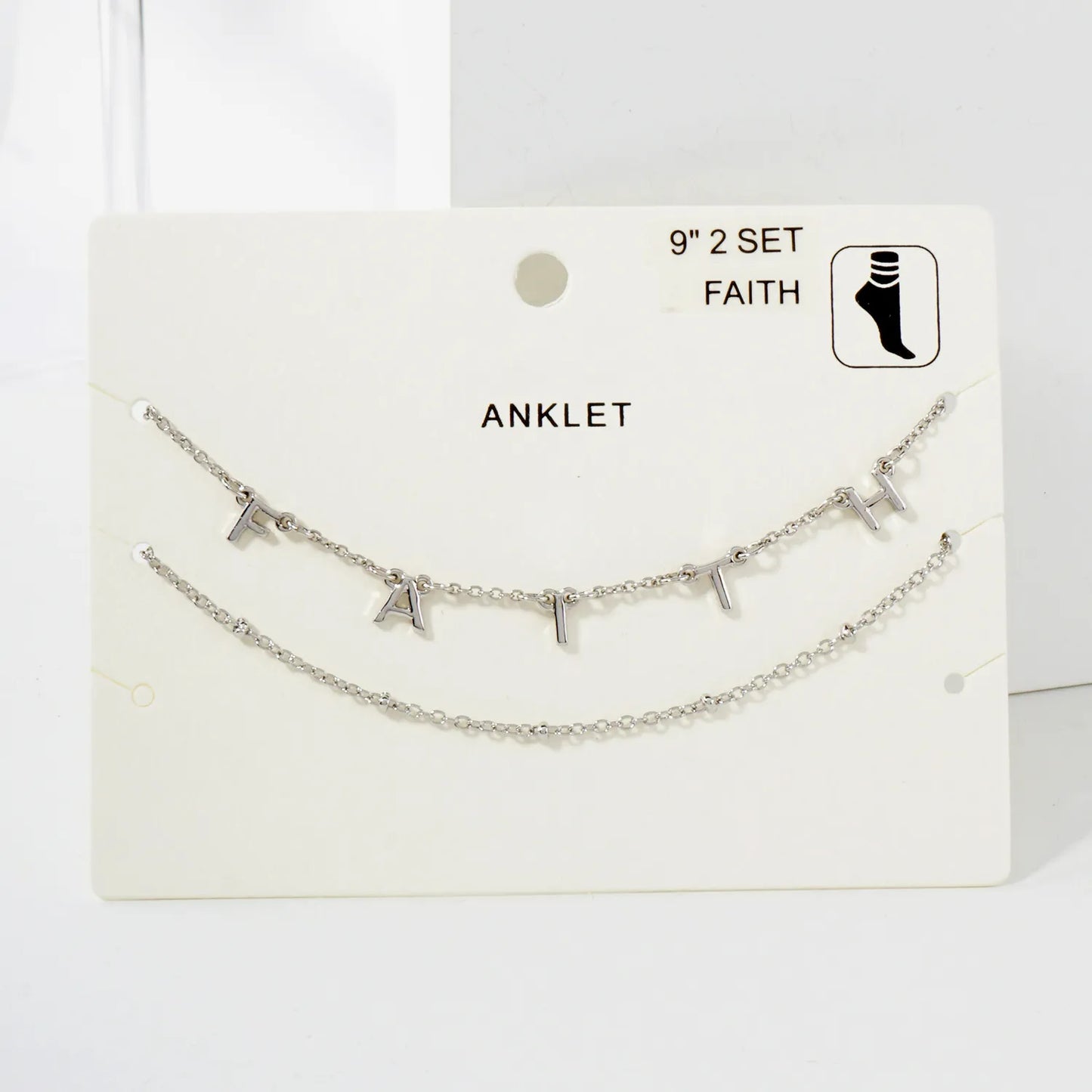 2PC-Set Faith Charm Satellite Chain Anklet