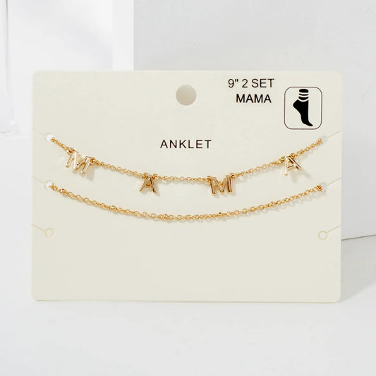 2PC-Set Mama Charm Satellite Chain Anklet