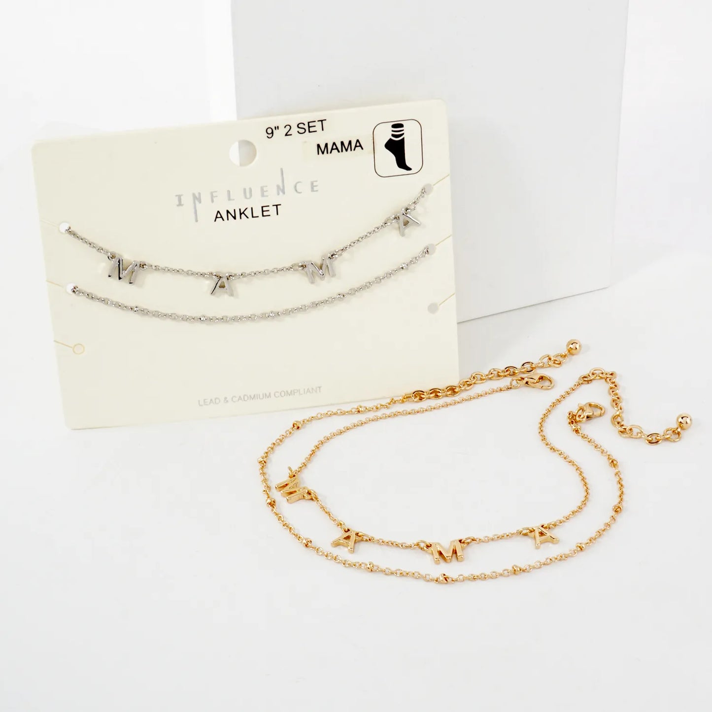 2PC-Set Mama Charm Satellite Chain Anklet