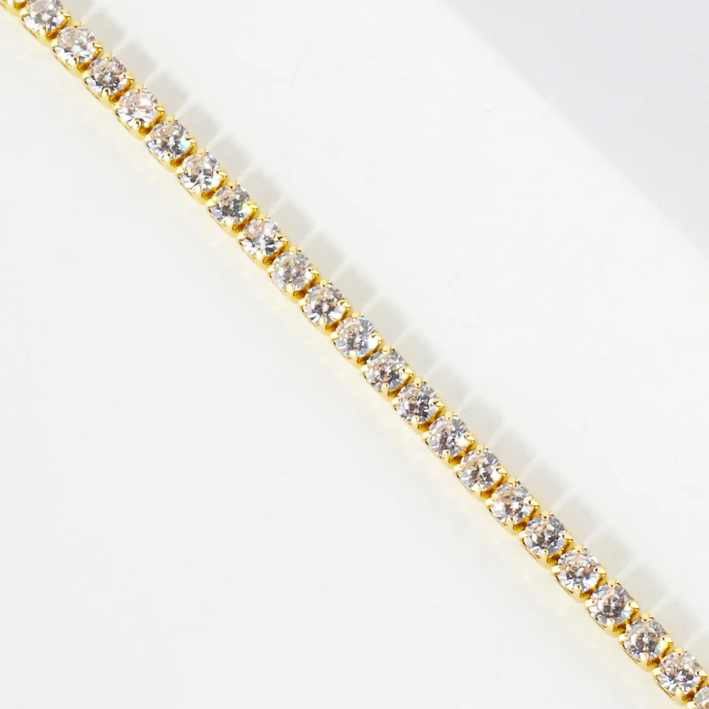 2mm Square Cubic-Zirconia 7-Inch Brass Tennis Bracelet