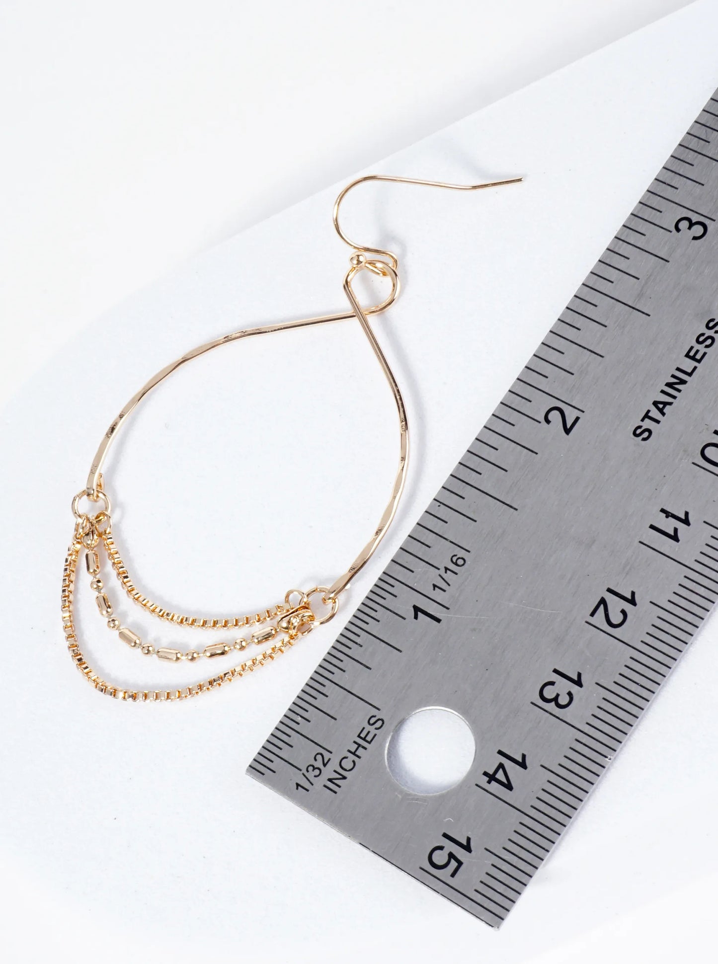 3-Layer Chain Drop Textured Circle Dangle Earrings