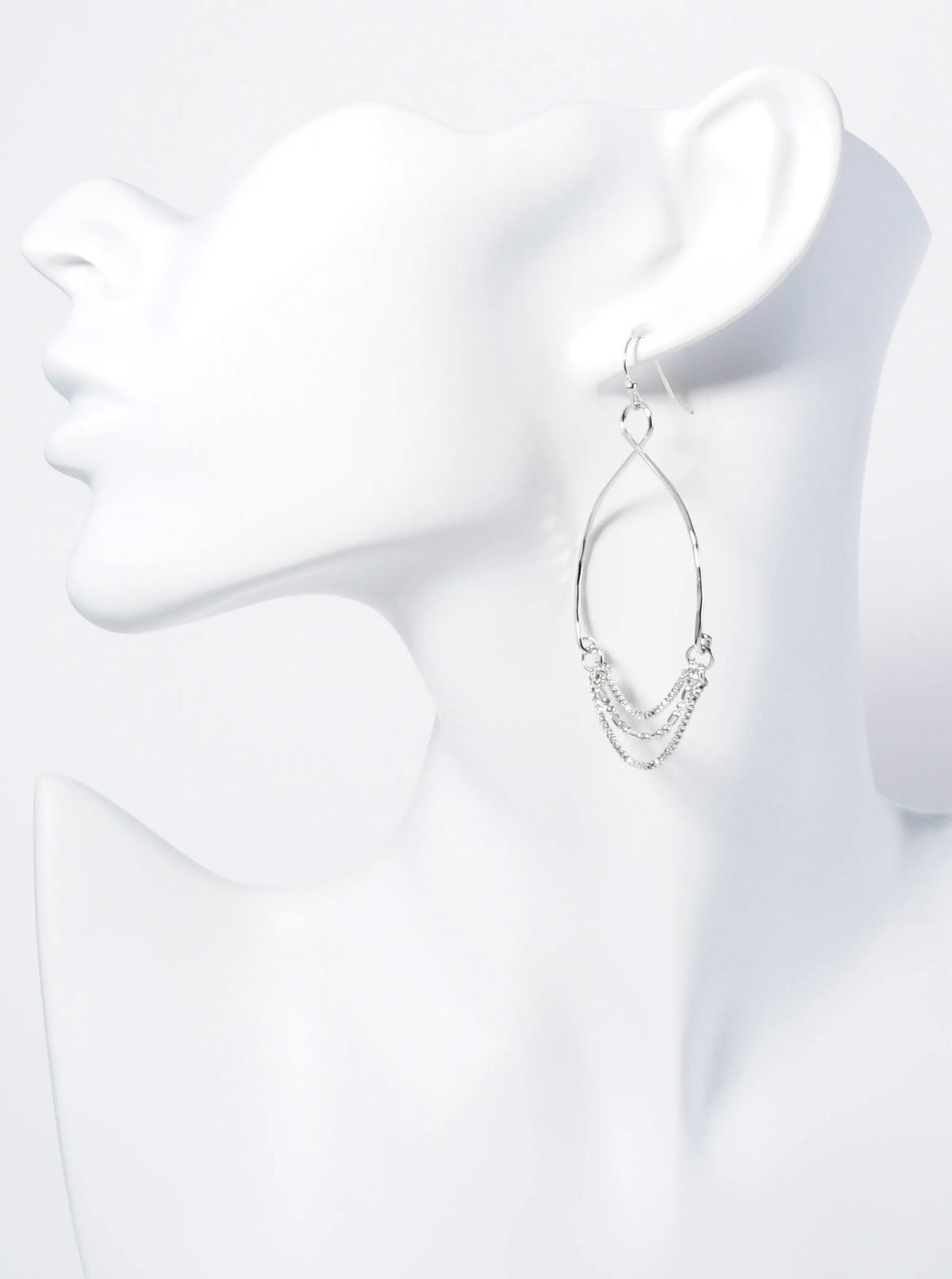 3-Layer Chain Drop Textured Circle Dangle Earrings
