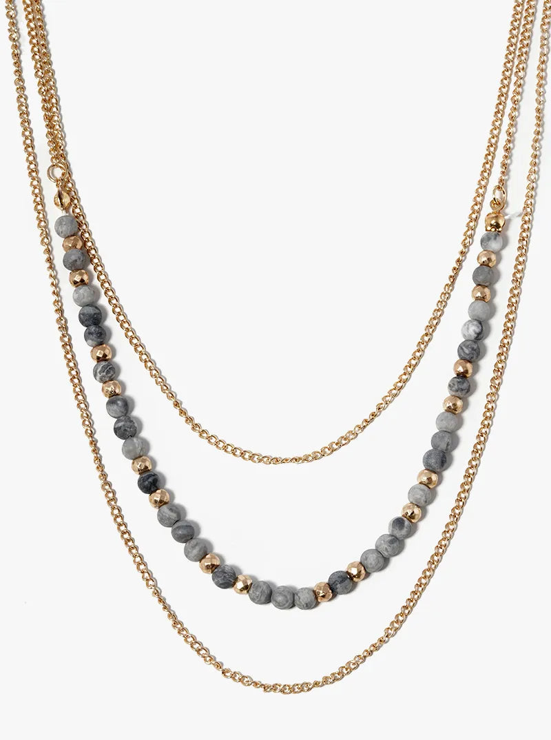 3 Layer Draping Drop Semiprecious Necklace