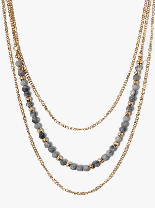 3 Layer Draping Drop Semiprecious Necklace