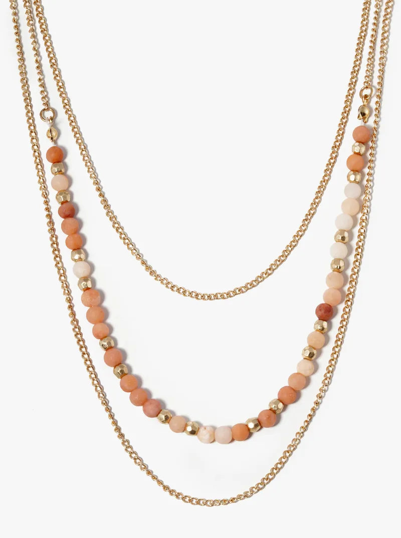 3 Layer Draping Drop Semiprecious Necklace