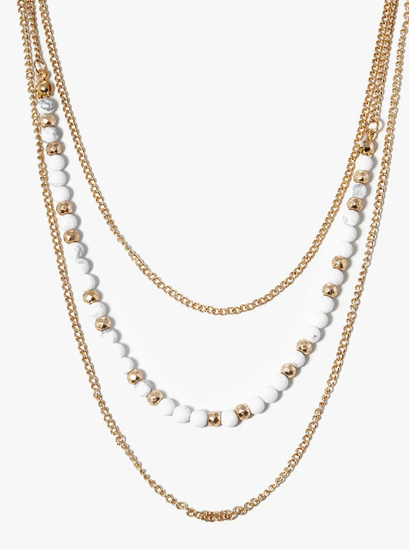 3 Layer Draping Drop Semiprecious Necklace