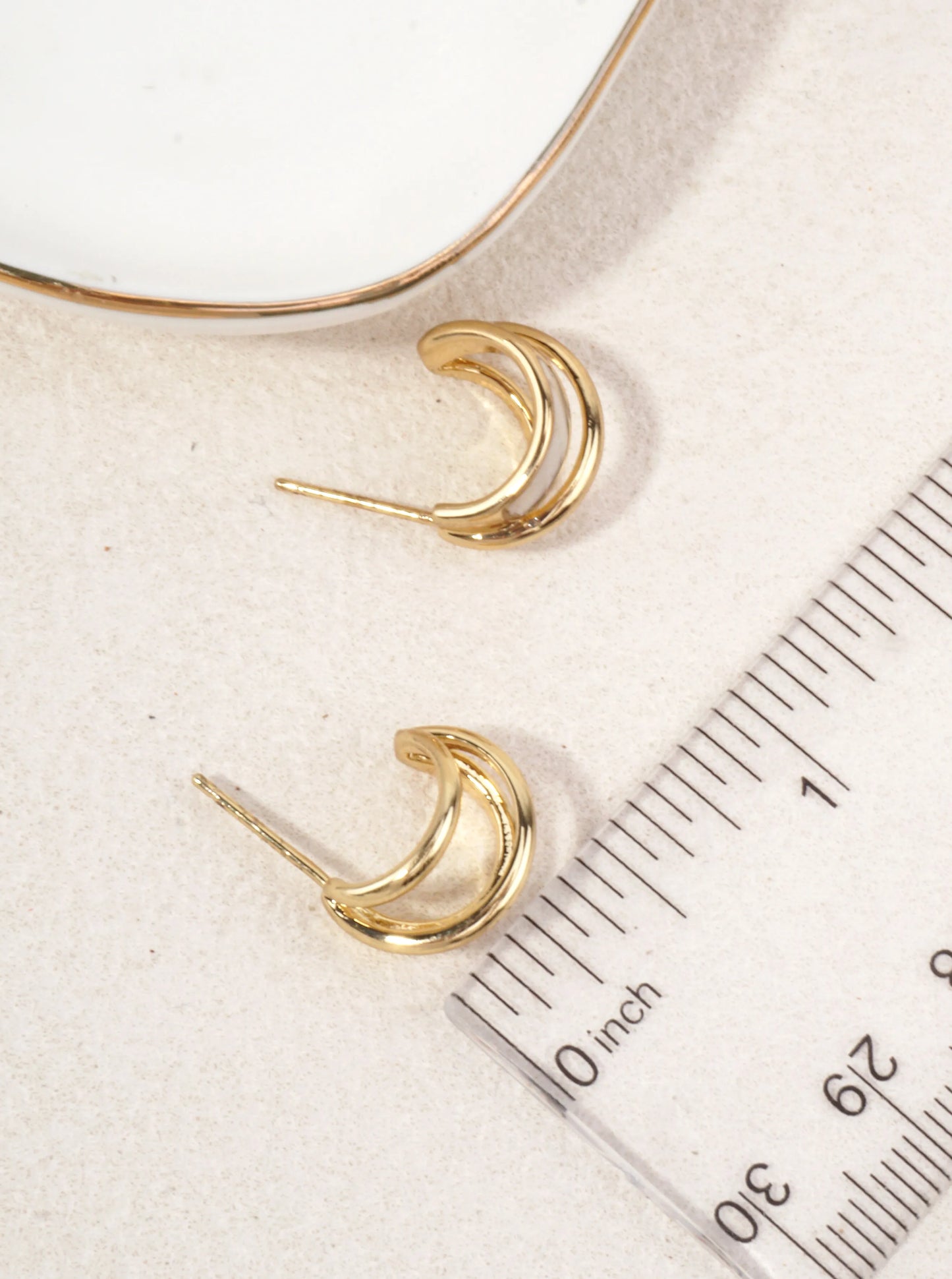 3 Layer Enamel Brass Huggie Hoop Earrings