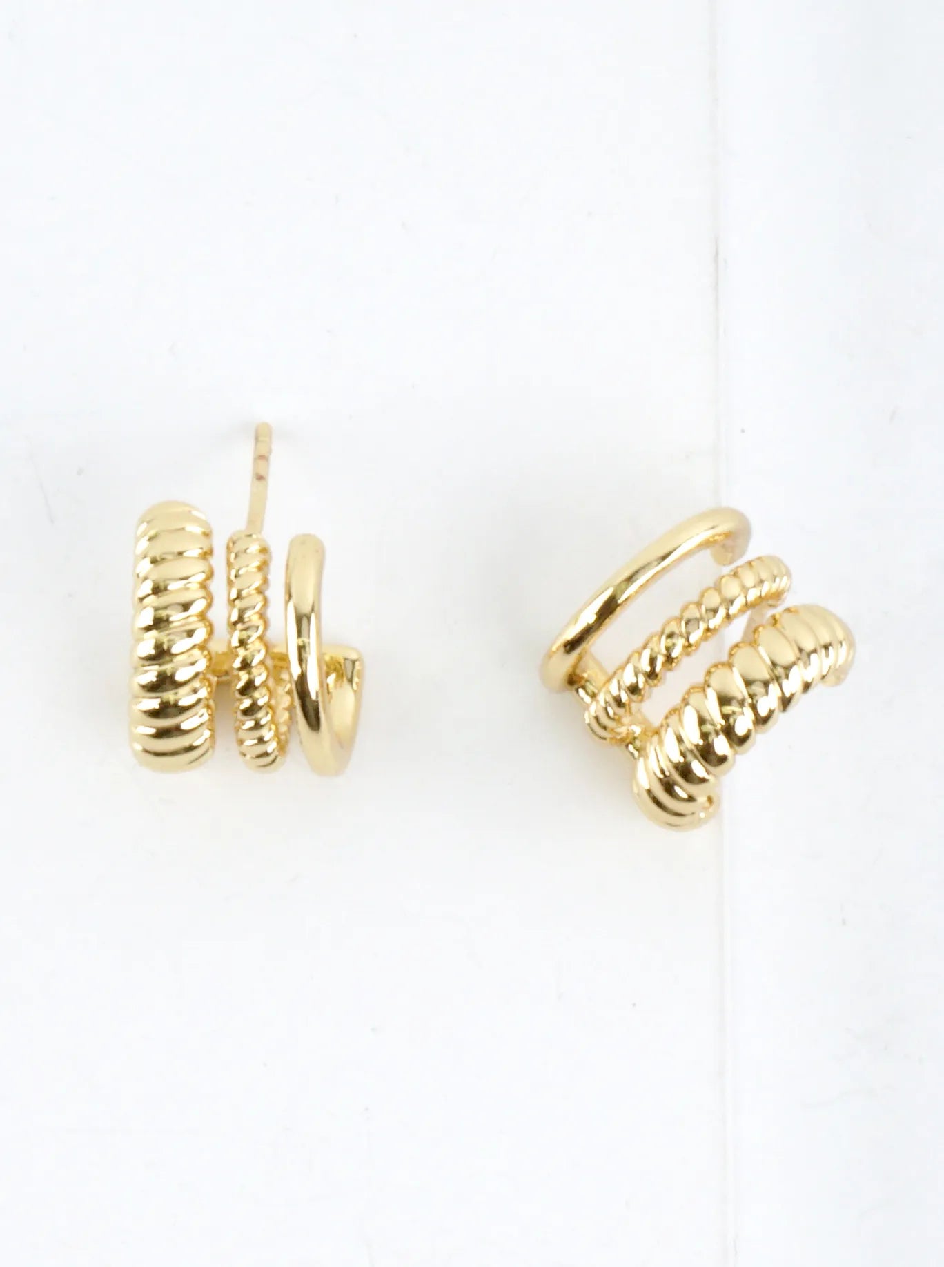 3 Layer Textured Tiny Hoop Earrings