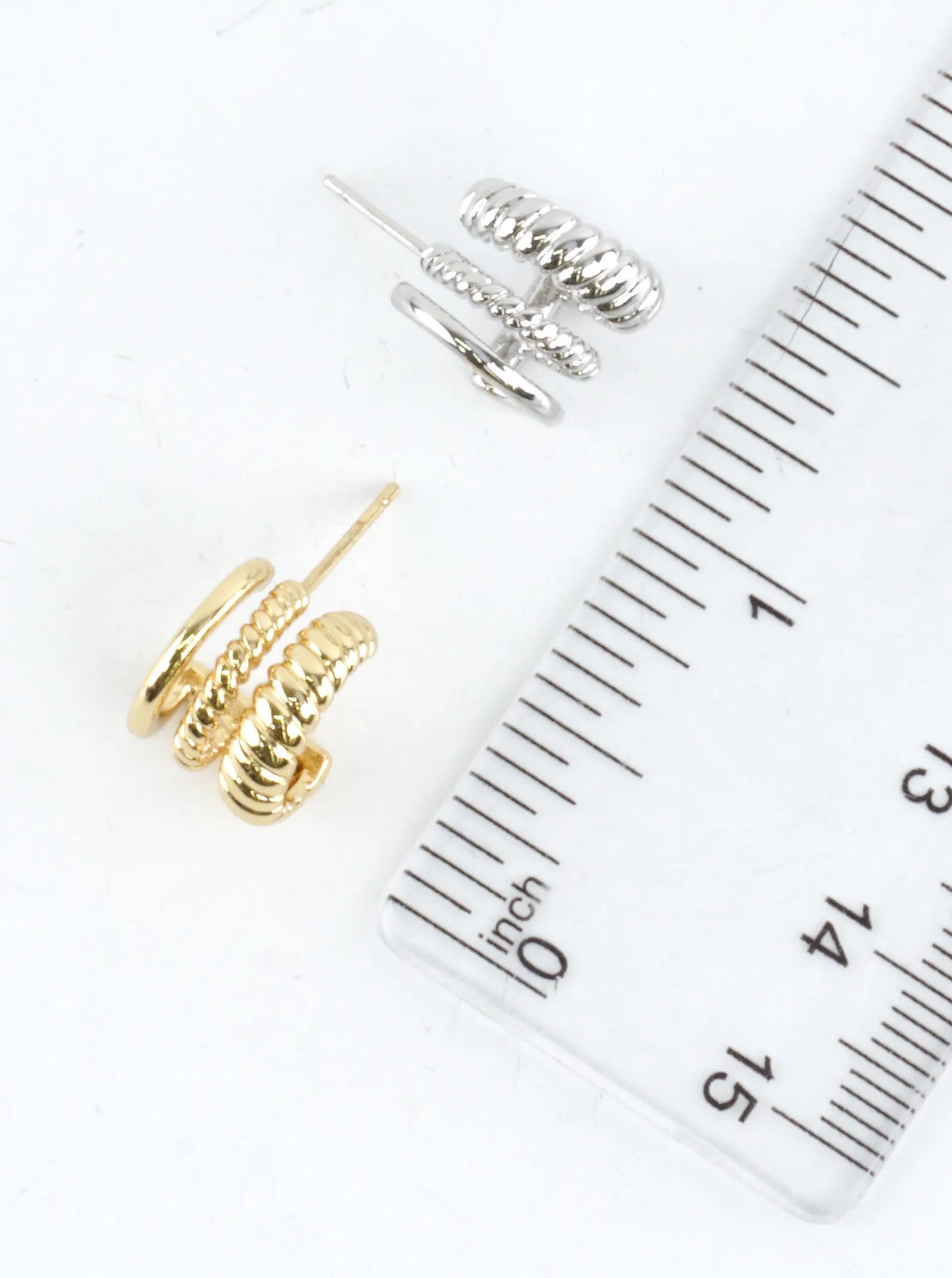 3 Layer Textured Tiny Hoop Earrings