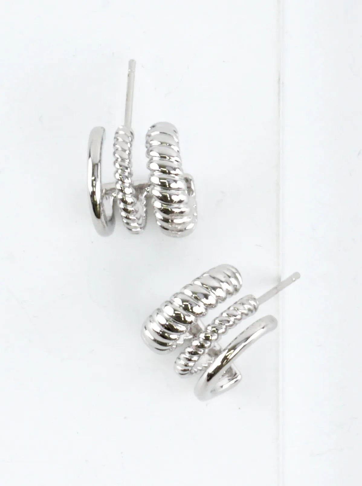 3 Layer Textured Tiny Hoop Earrings