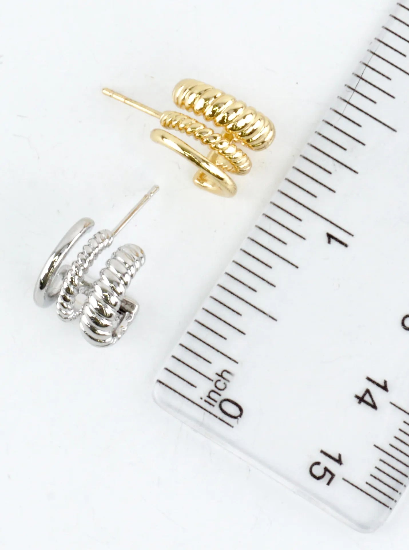3 Layer Textured Tiny Hoop Earrings