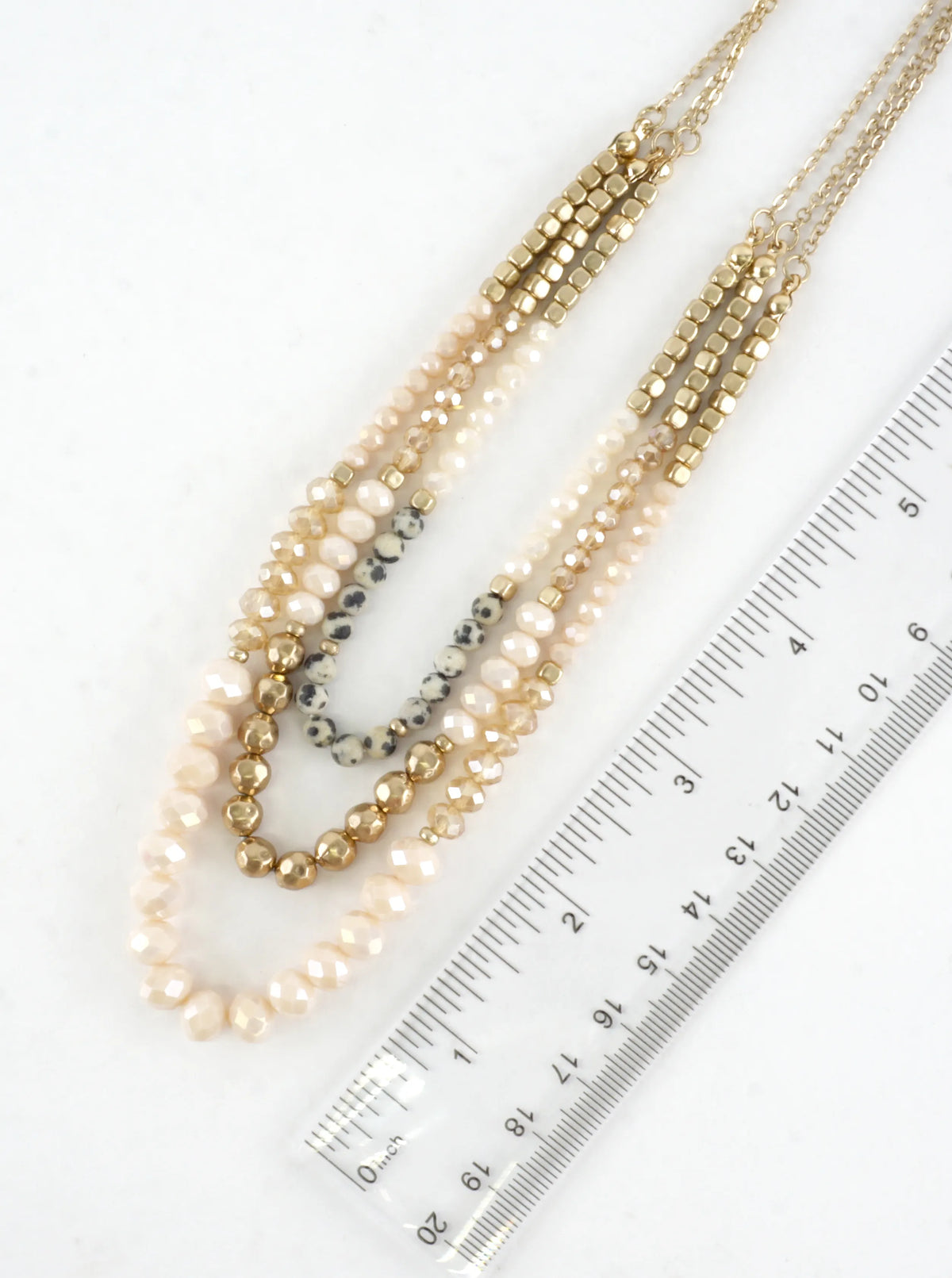 3 Layers Faceted Metallic Glass Beads Necklace