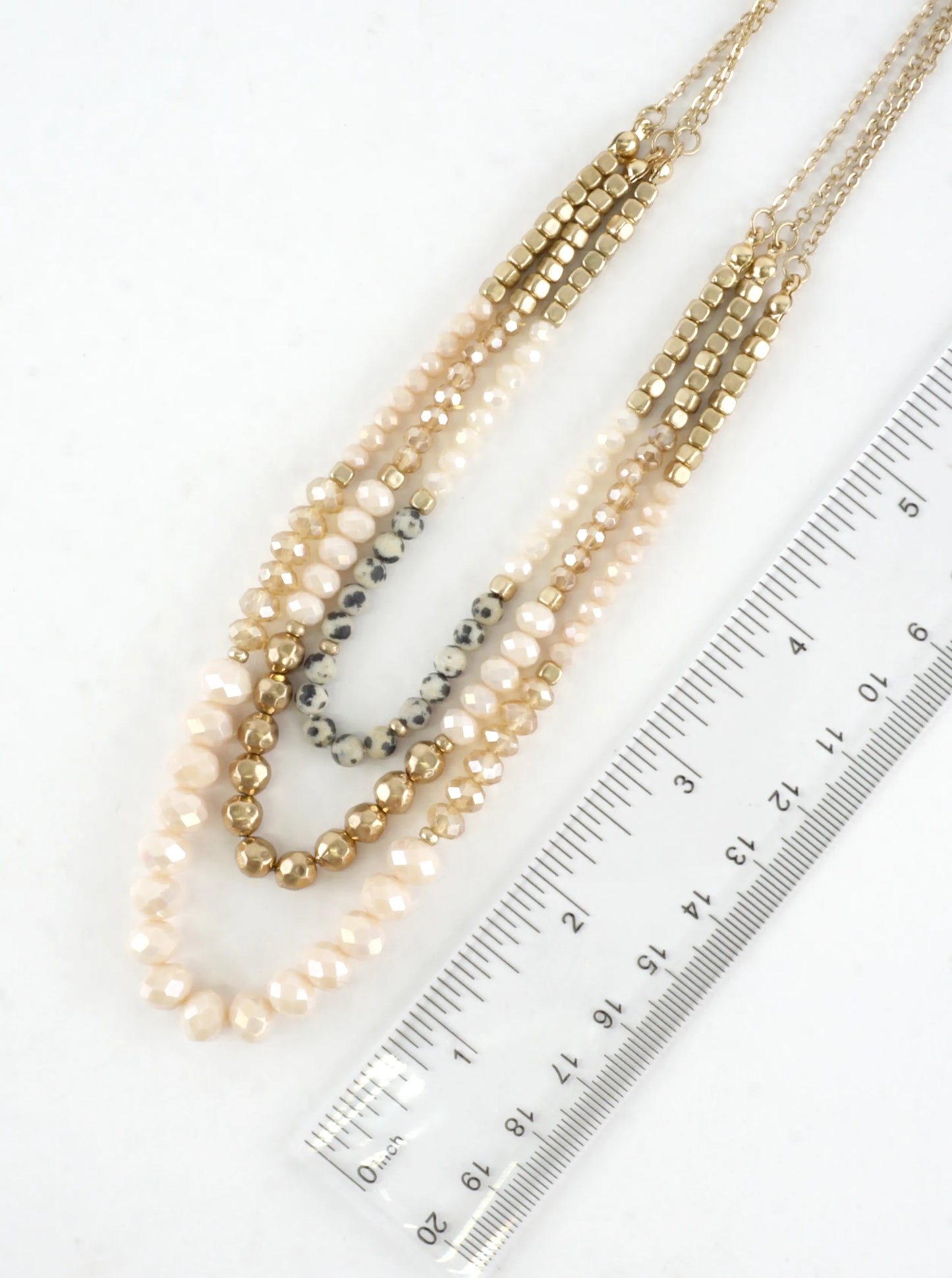 3 Layers Faceted Metallic Glass Beads Necklace