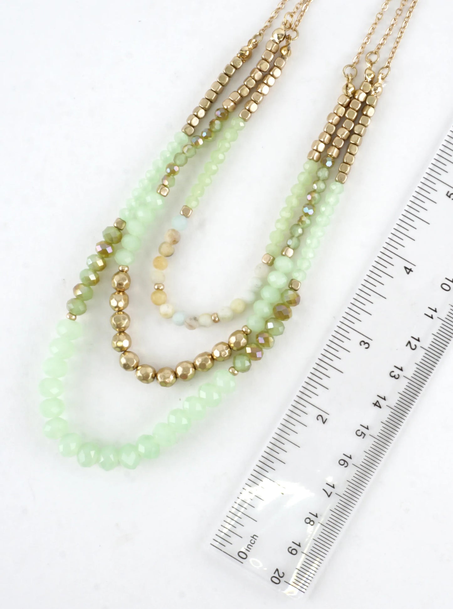 3 Layers Faceted Metallic Glass Beads Necklace