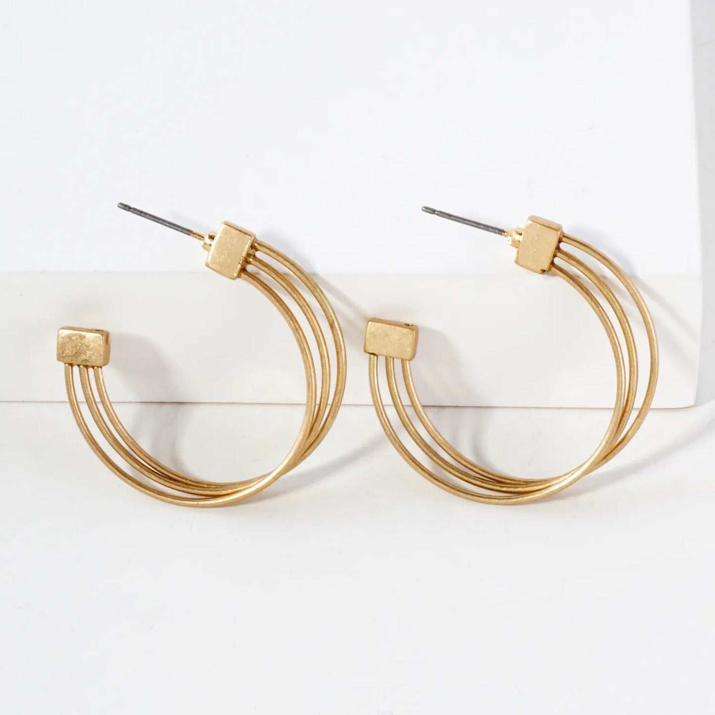 3-Line 30mm Lightweight Open Hoop Earrings