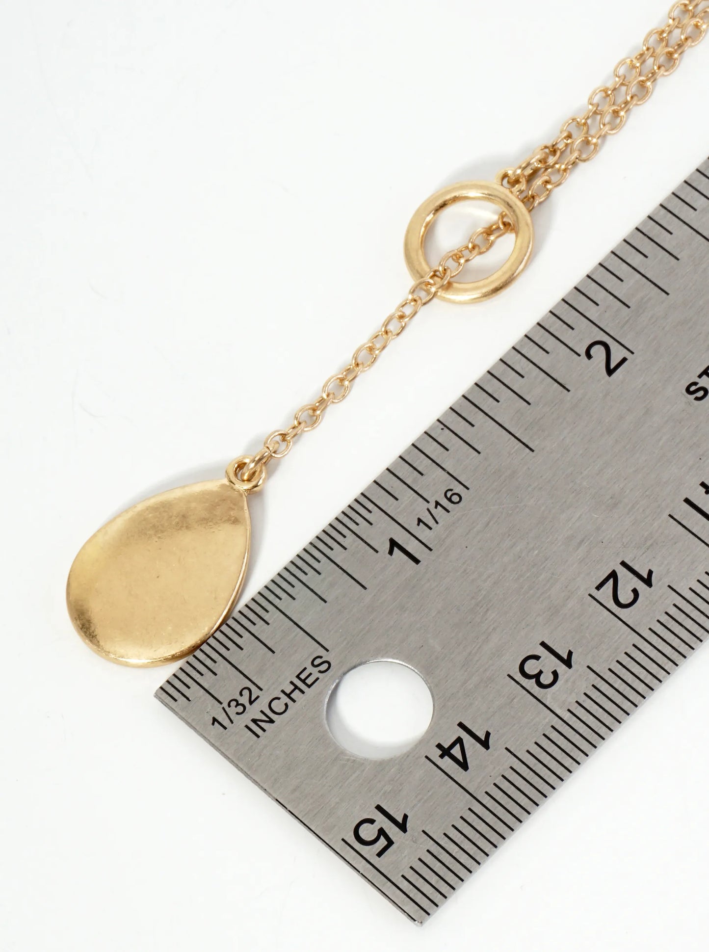 3-PC Chains And Teardrop Pendant Lariat Necklace Set