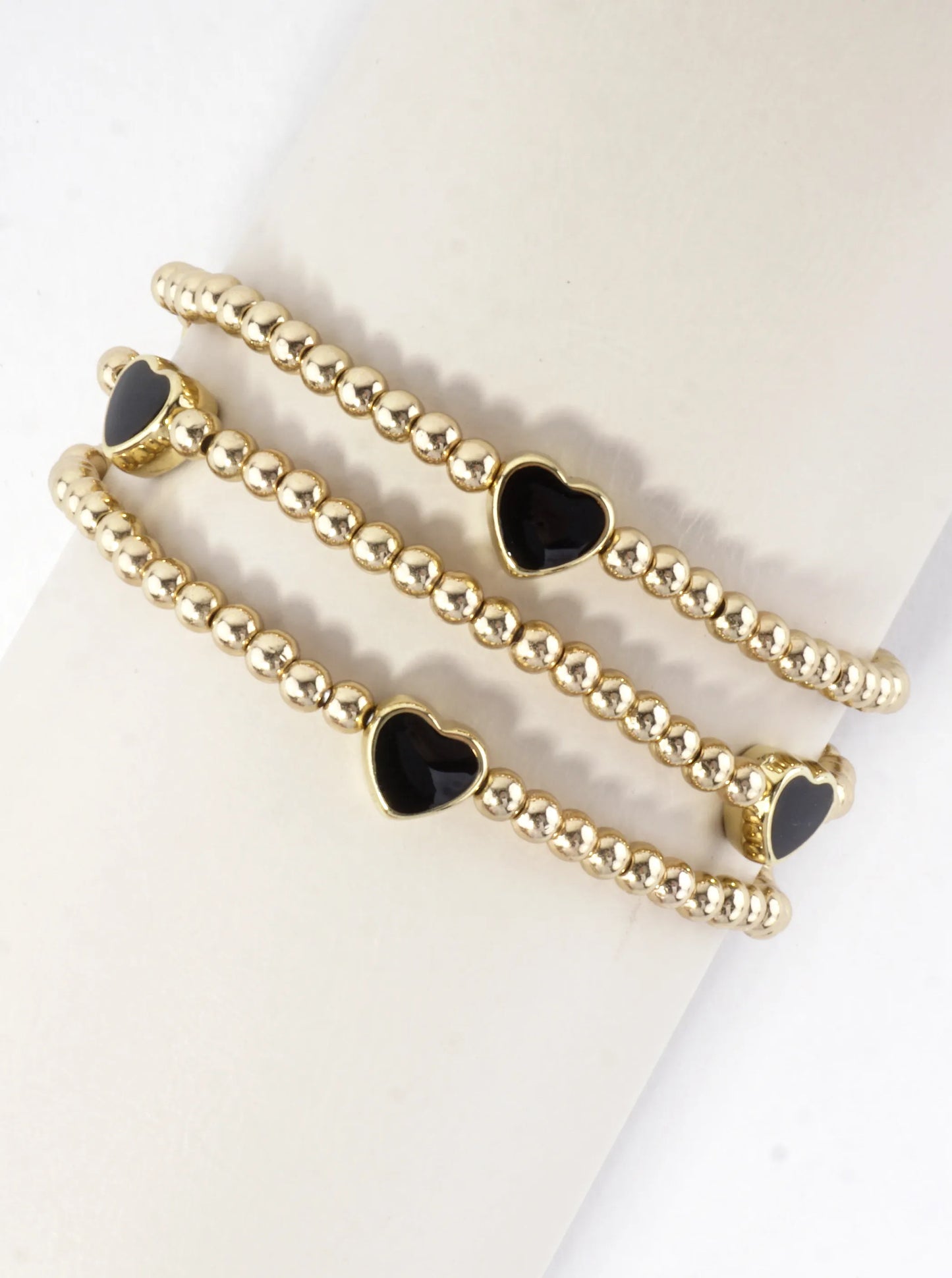3-PC Enamel Heart Stretch Bracelets Set