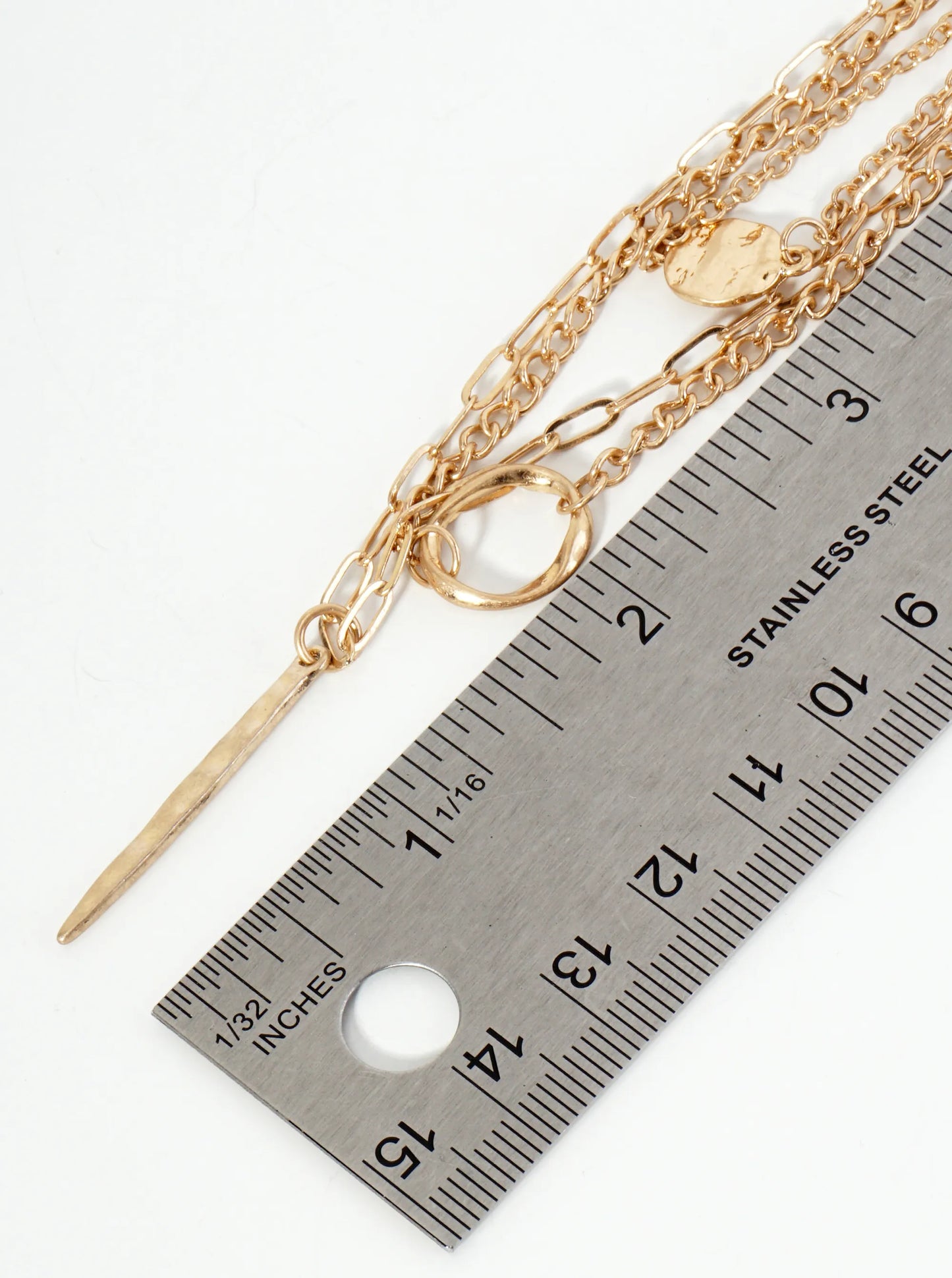 3-PC Hammer Textured Pendant Layered Necklace Set