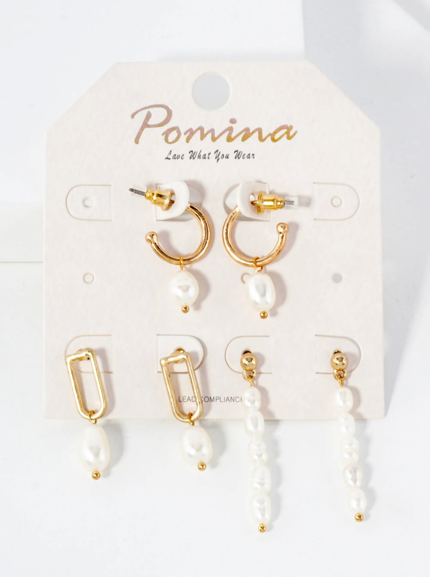 3-PC Pearl Dangle Hoop Earrings Set